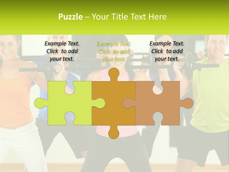 A Group Of People Holding Up A Barbell PowerPoint Template