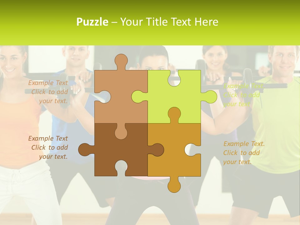 A Group Of People Holding Up A Barbell PowerPoint Template