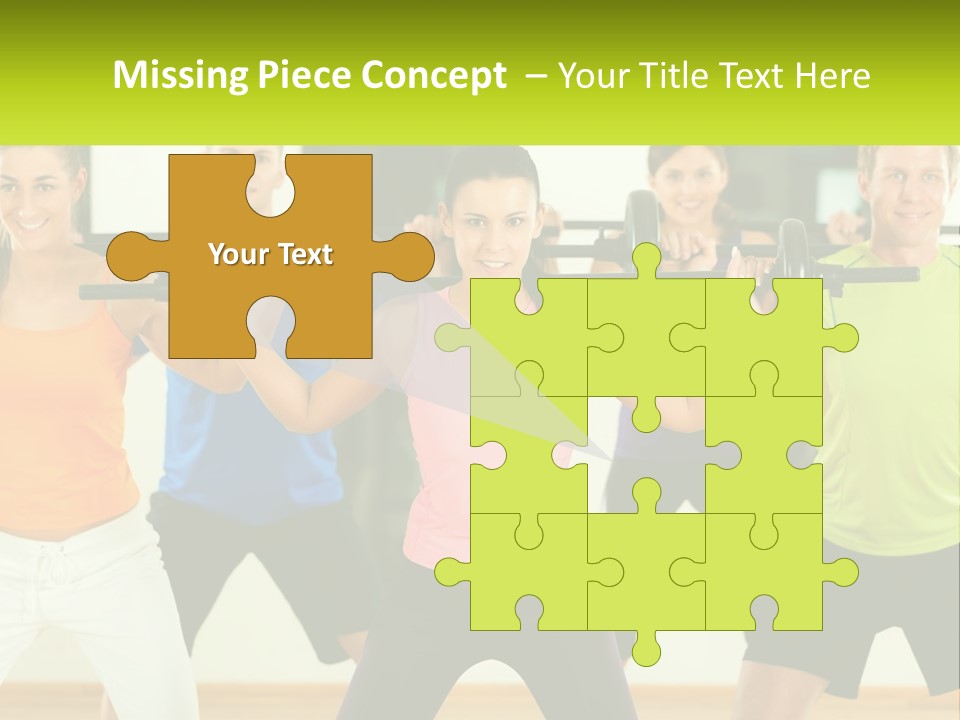 A Group Of People Holding Up A Barbell PowerPoint Template