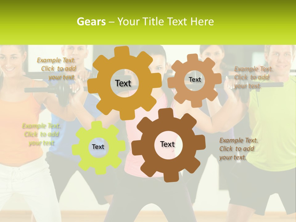 A Group Of People Holding Up A Barbell PowerPoint Template