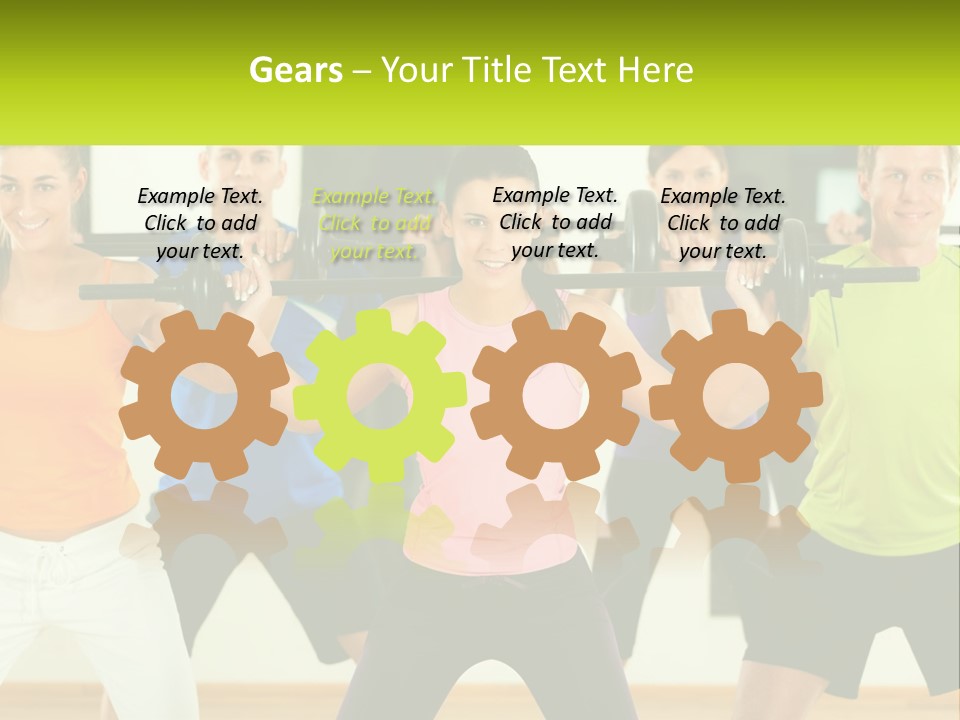 A Group Of People Holding Up A Barbell PowerPoint Template