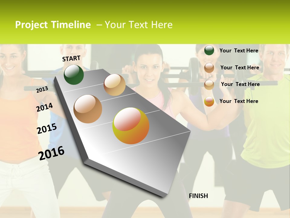 A Group Of People Holding Up A Barbell PowerPoint Template
