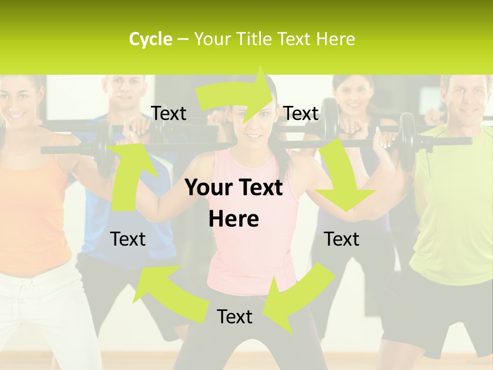 A Group Of People Holding Up A Barbell PowerPoint Template