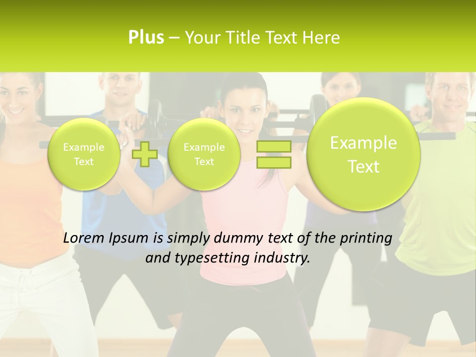 A Group Of People Holding Up A Barbell PowerPoint Template