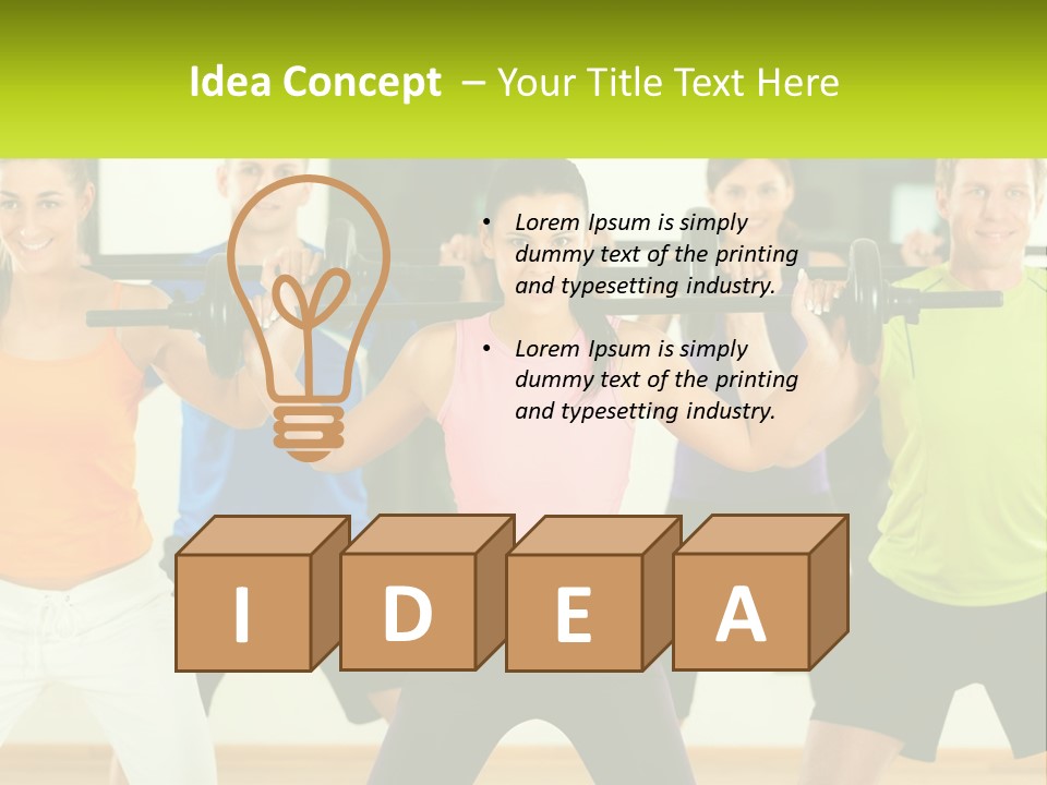 A Group Of People Holding Up A Barbell PowerPoint Template