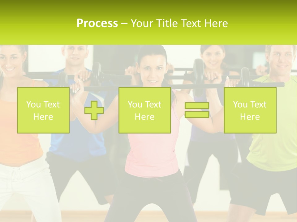 A Group Of People Holding Up A Barbell PowerPoint Template