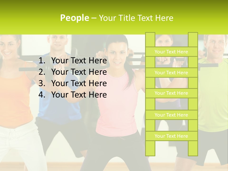 A Group Of People Holding Up A Barbell PowerPoint Template
