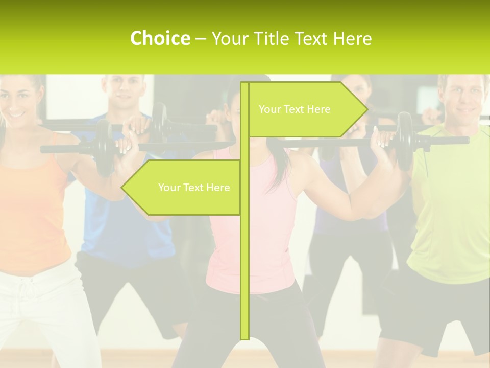 A Group Of People Holding Up A Barbell PowerPoint Template