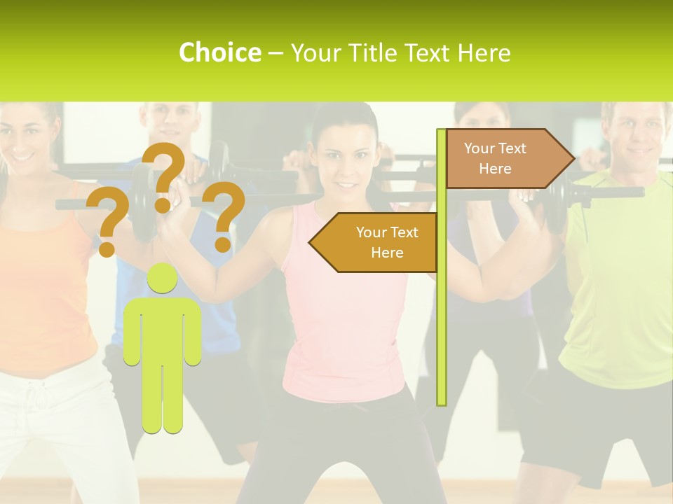 A Group Of People Holding Up A Barbell PowerPoint Template