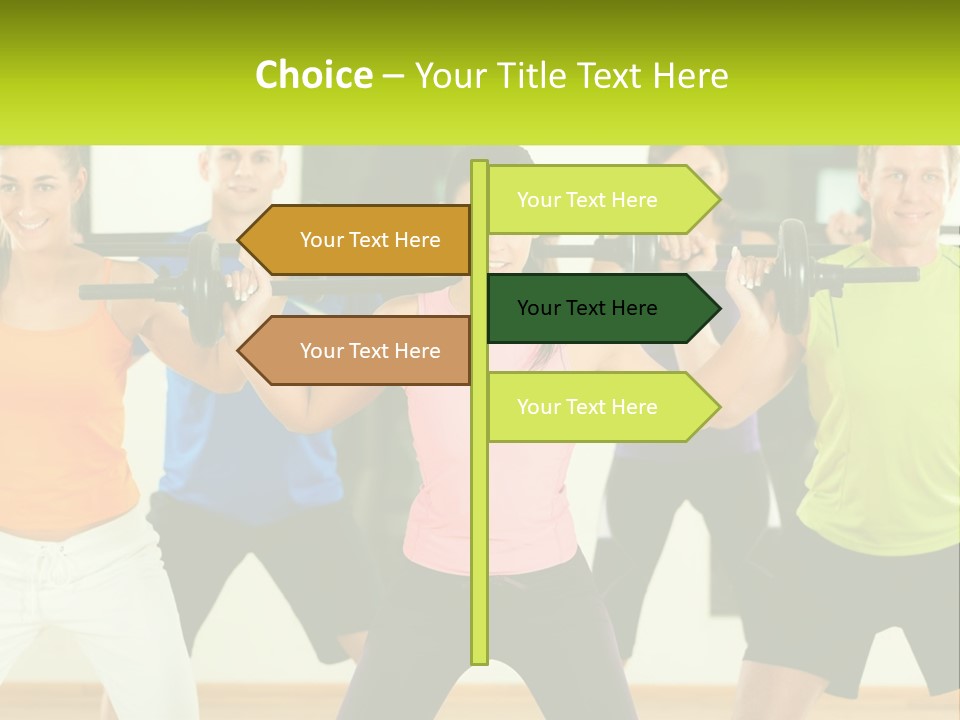 A Group Of People Holding Up A Barbell PowerPoint Template