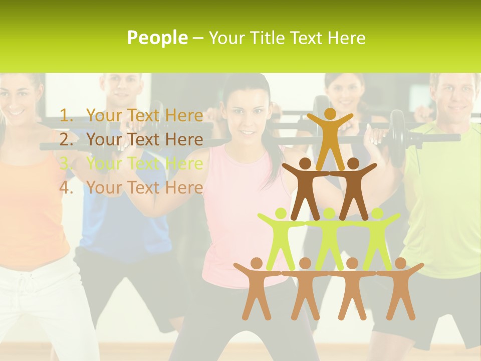 A Group Of People Holding Up A Barbell PowerPoint Template