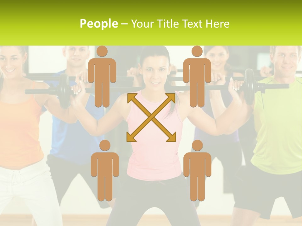 A Group Of People Holding Up A Barbell PowerPoint Template