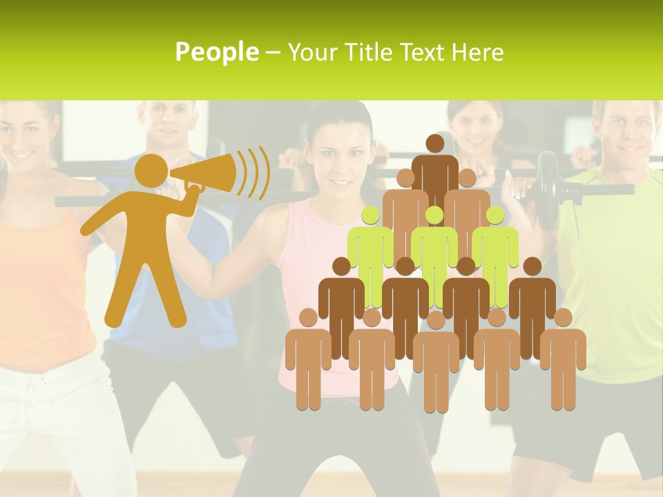 A Group Of People Holding Up A Barbell PowerPoint Template
