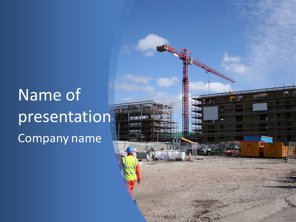 A Construction Site With A Crane In The Background PowerPoint Template