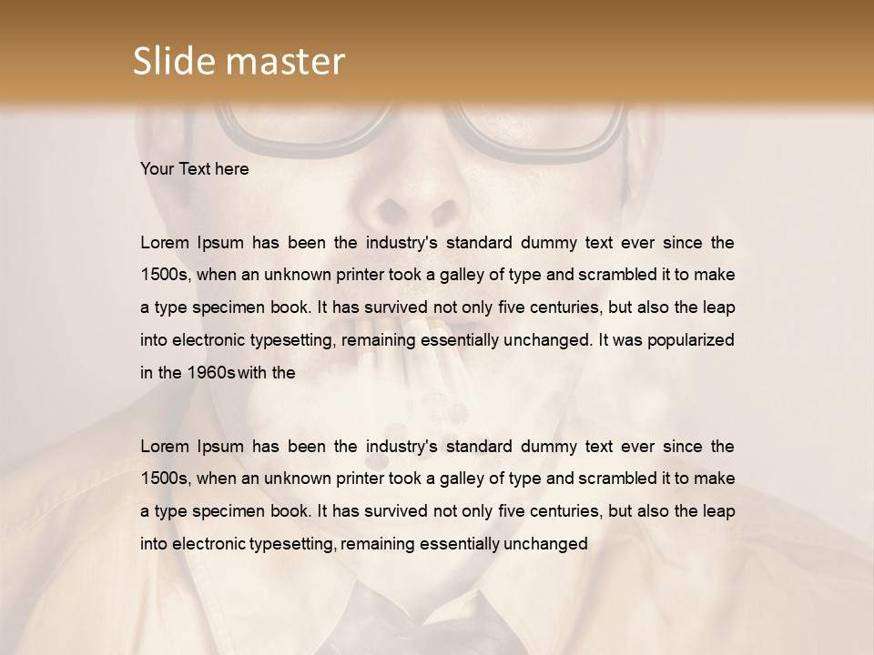 A Man Wearing Glasses And A Tie Is Making A Smokey Face PowerPoint Template