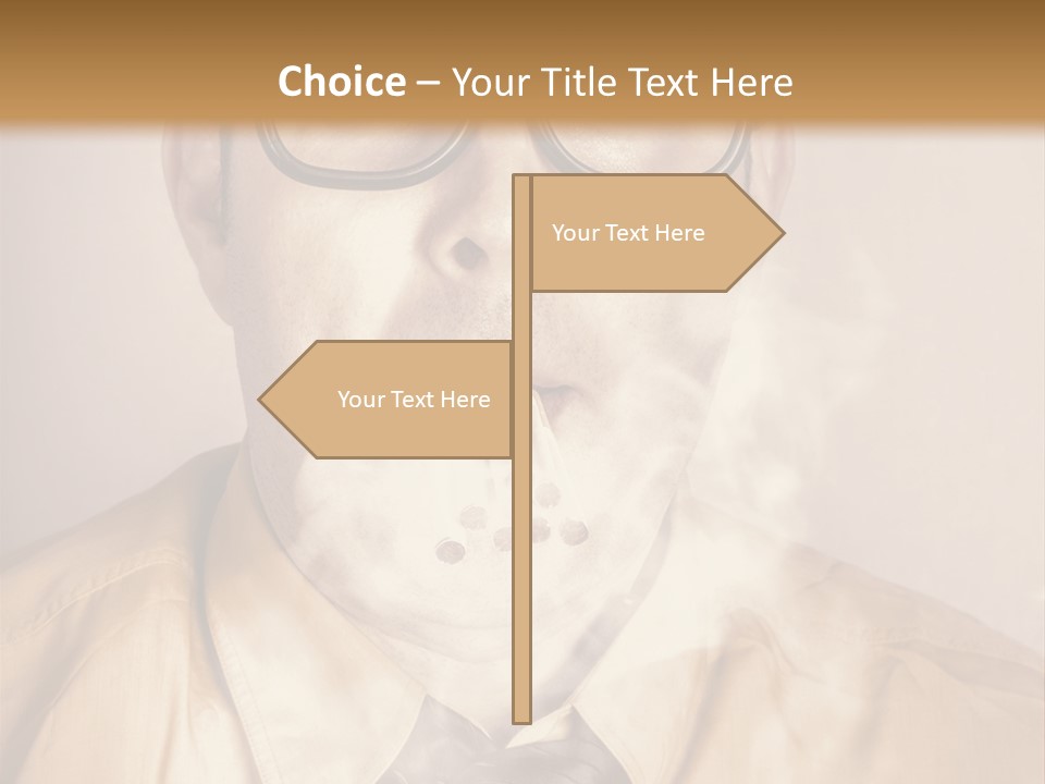A Man Wearing Glasses And A Tie Is Making A Smokey Face PowerPoint Template