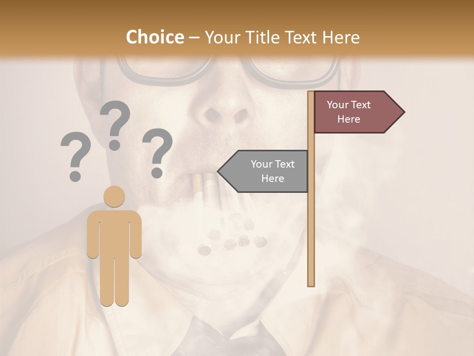 A Man Wearing Glasses And A Tie Is Making A Smokey Face PowerPoint Template
