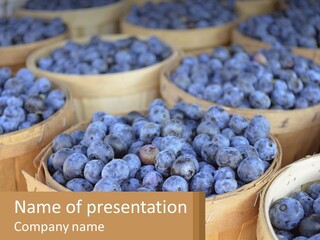 A Bunch Of Baskets Filled With Lots Of Blueberries PowerPoint Template