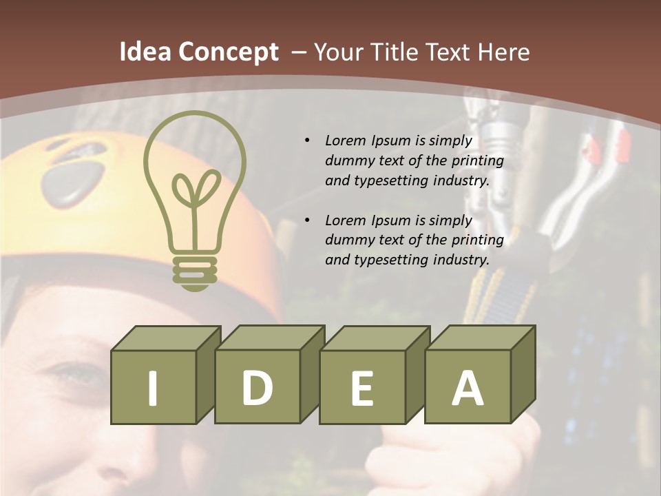 A Man Holding A Rope With A Helmet On His Head PowerPoint Template