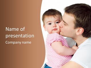 A Man Kissing A Baby On The Cheek PowerPoint Template