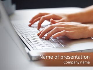 A Person Typing On A Laptop Computer PowerPoint Template
