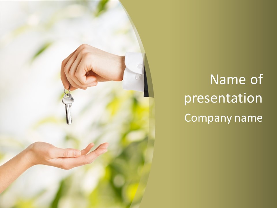 A Person Handing A Key To Another Person PowerPoint Template