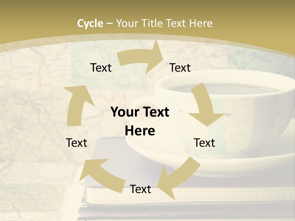 A Cup Of Coffee Sitting On Top Of A Book PowerPoint Template
