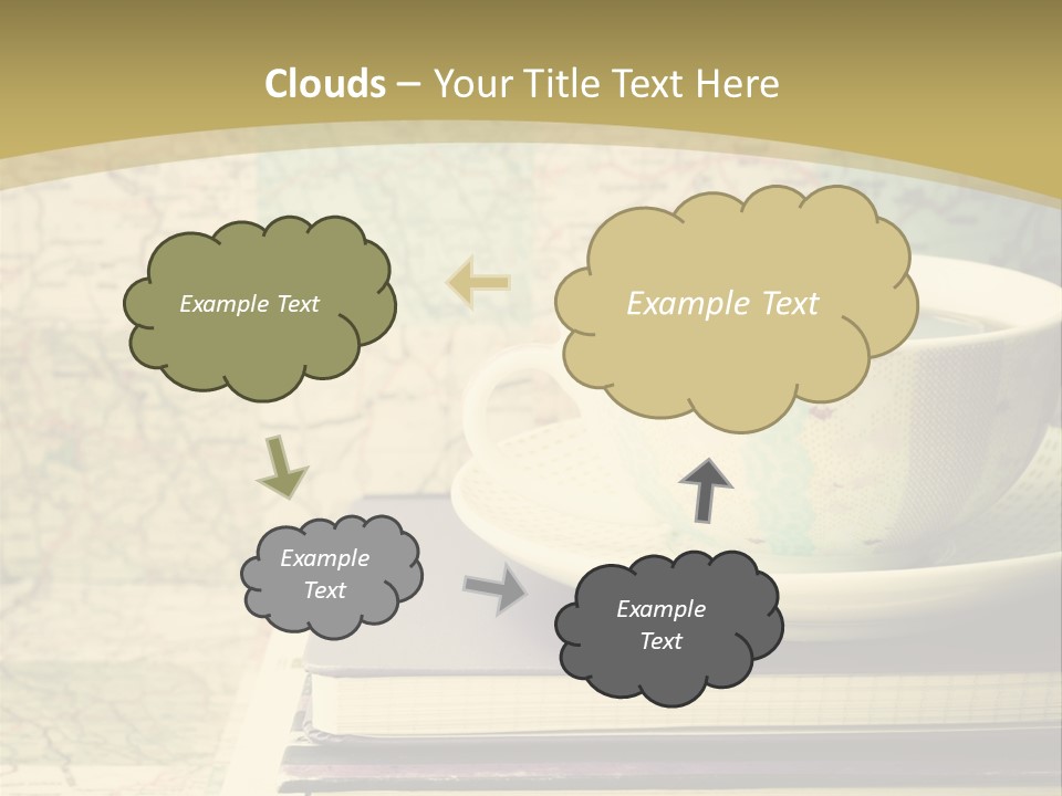 A Cup Of Coffee Sitting On Top Of A Book PowerPoint Template