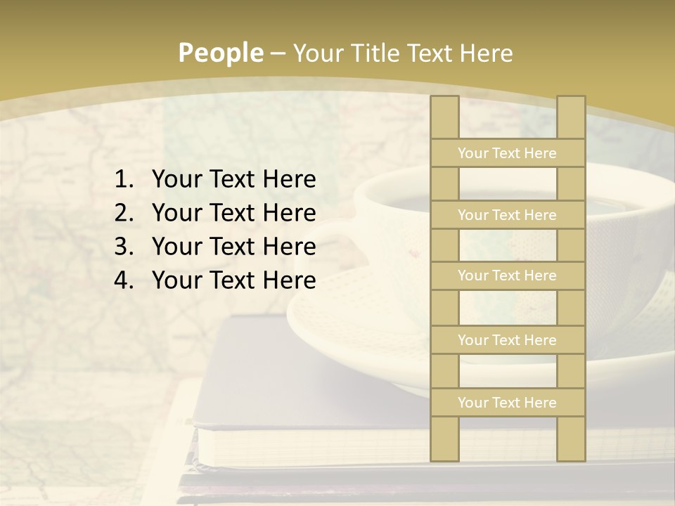 A Cup Of Coffee Sitting On Top Of A Book PowerPoint Template