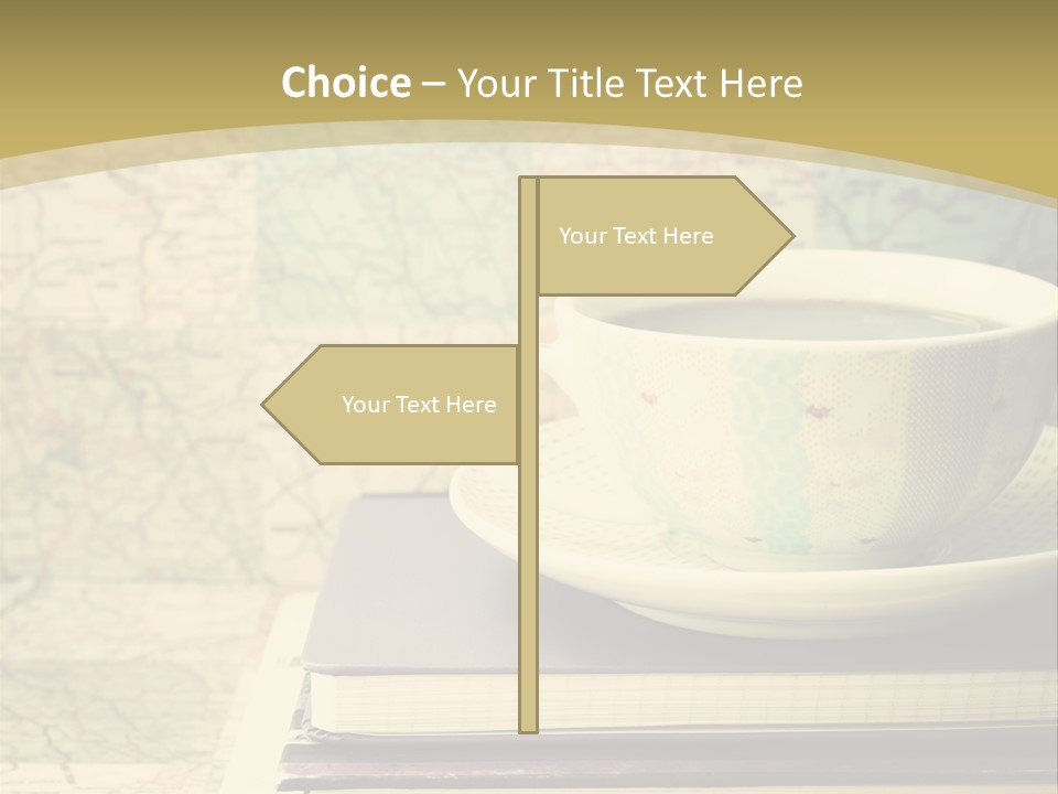 A Cup Of Coffee Sitting On Top Of A Book PowerPoint Template