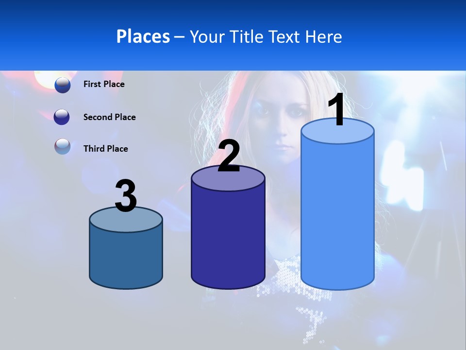 A Woman With Blonde Hair Is Posing For A Picture PowerPoint Template