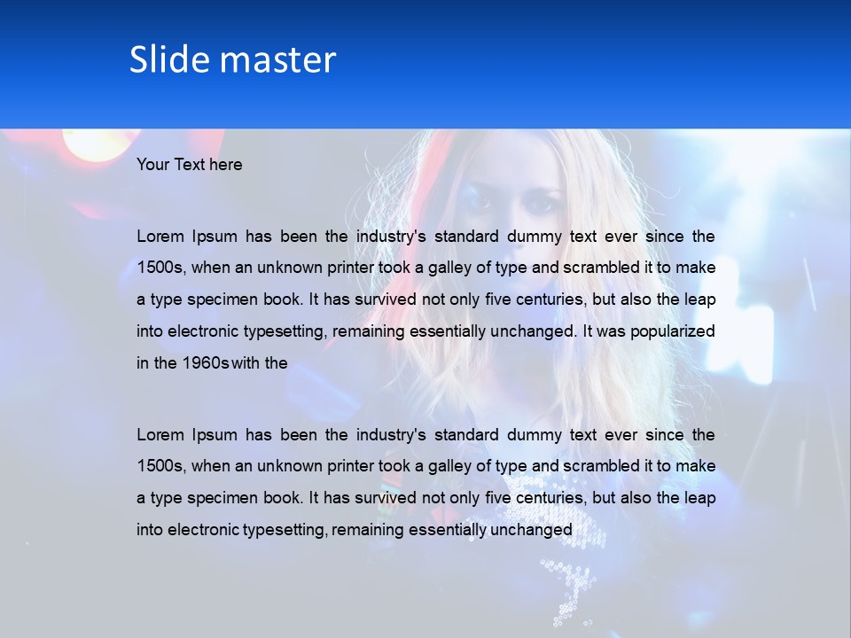 A Woman With Blonde Hair Is Posing For A Picture PowerPoint Template