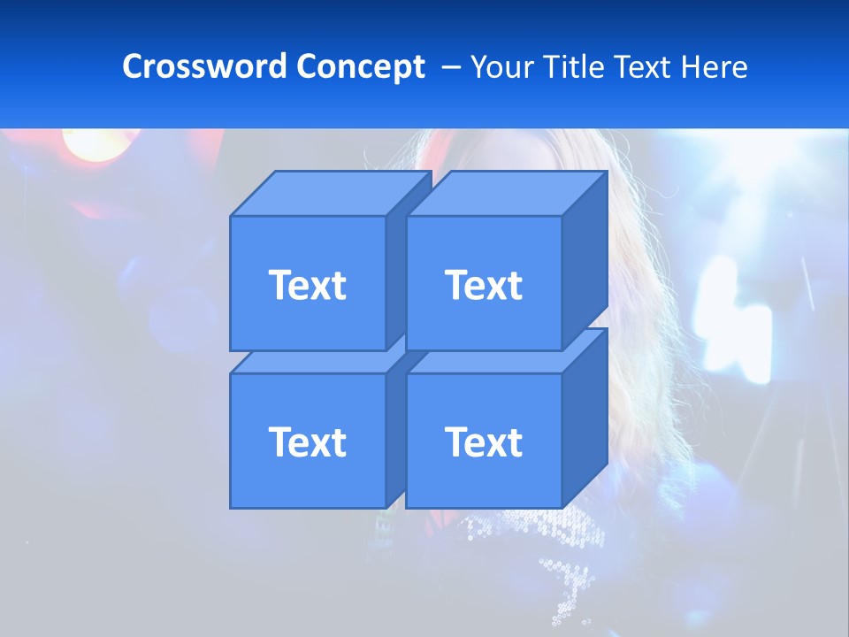 A Woman With Blonde Hair Is Posing For A Picture PowerPoint Template