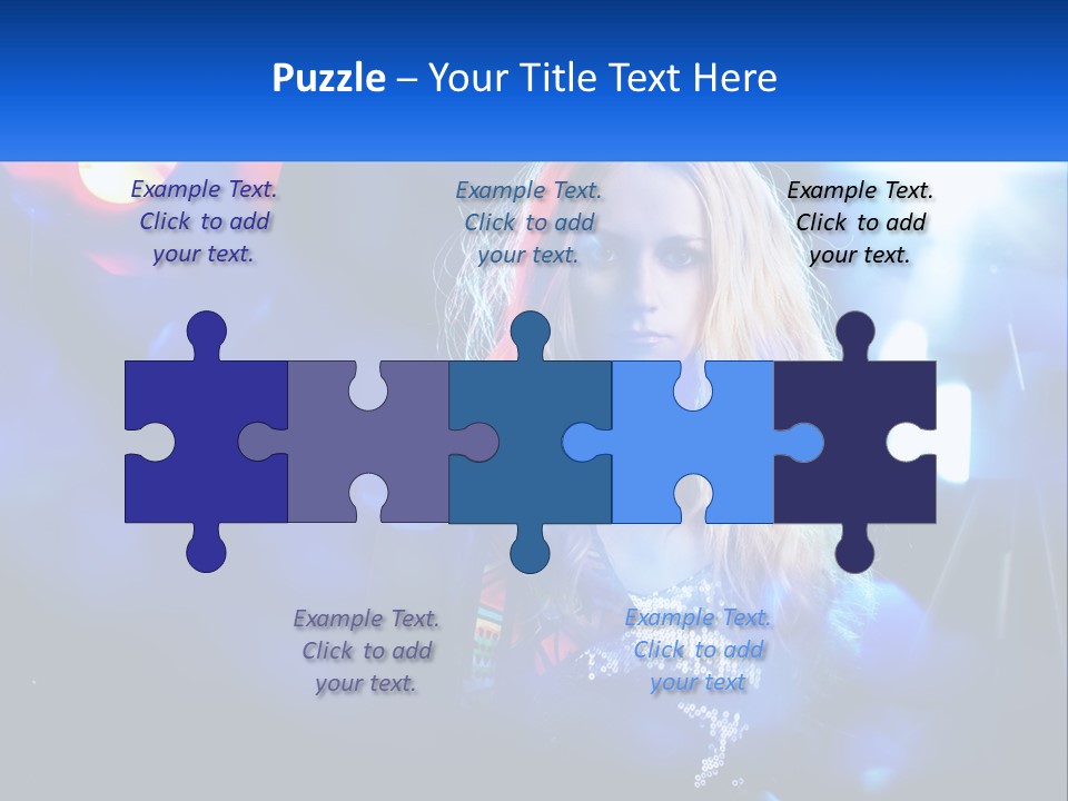 A Woman With Blonde Hair Is Posing For A Picture PowerPoint Template