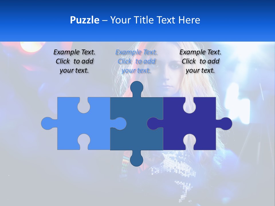 A Woman With Blonde Hair Is Posing For A Picture PowerPoint Template