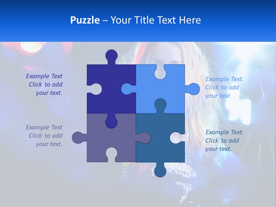 A Woman With Blonde Hair Is Posing For A Picture PowerPoint Template