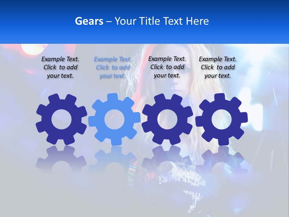 A Woman With Blonde Hair Is Posing For A Picture PowerPoint Template
