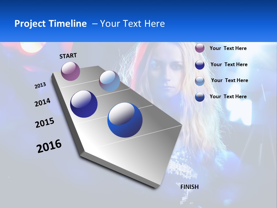 A Woman With Blonde Hair Is Posing For A Picture PowerPoint Template