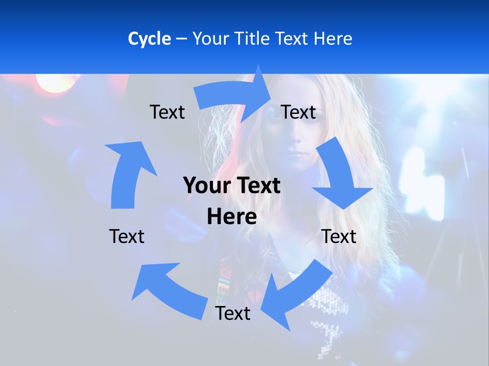 A Woman With Blonde Hair Is Posing For A Picture PowerPoint Template