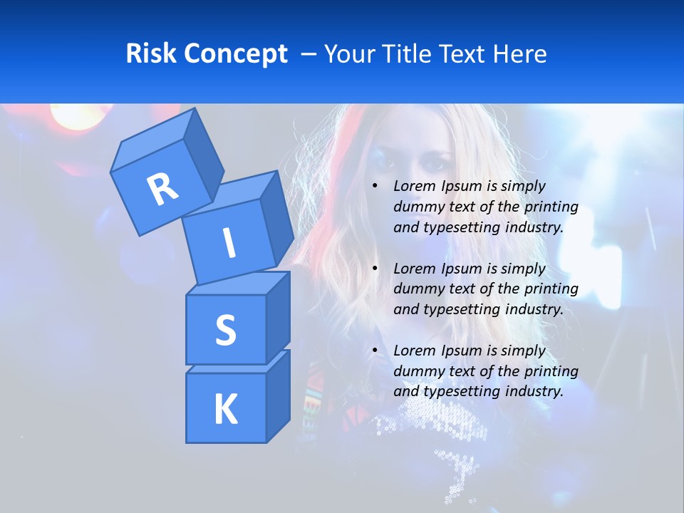 A Woman With Blonde Hair Is Posing For A Picture PowerPoint Template