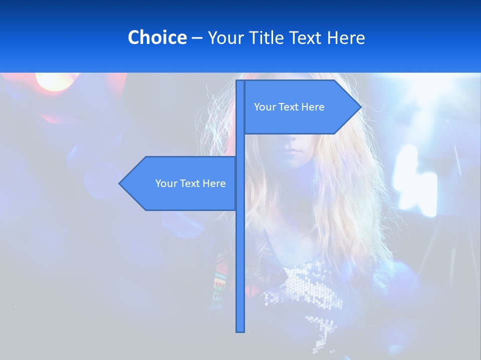 A Woman With Blonde Hair Is Posing For A Picture PowerPoint Template