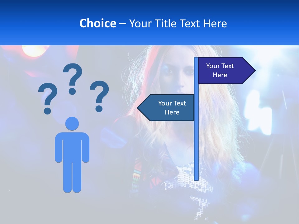 A Woman With Blonde Hair Is Posing For A Picture PowerPoint Template