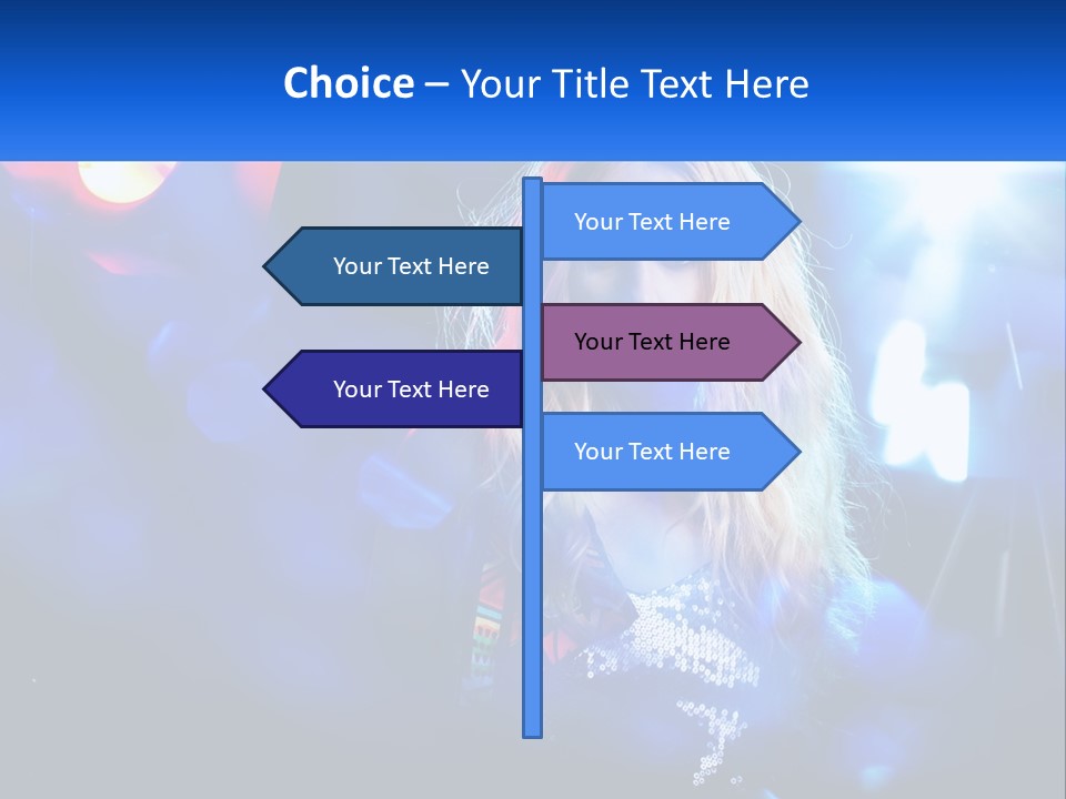 A Woman With Blonde Hair Is Posing For A Picture PowerPoint Template
