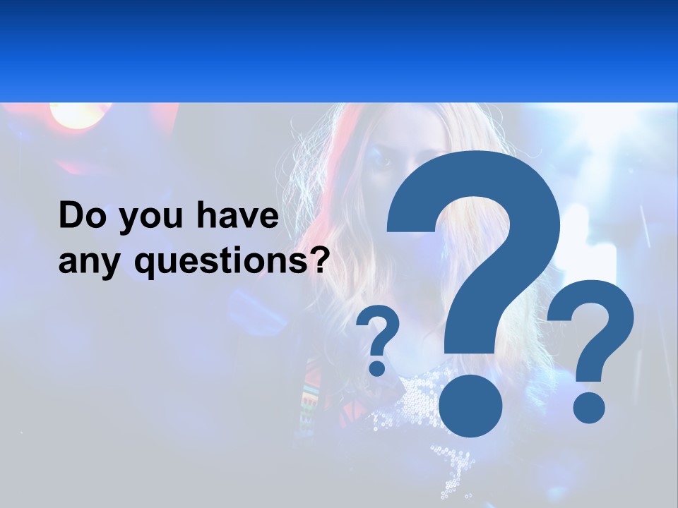A Woman With Blonde Hair Is Posing For A Picture PowerPoint Template