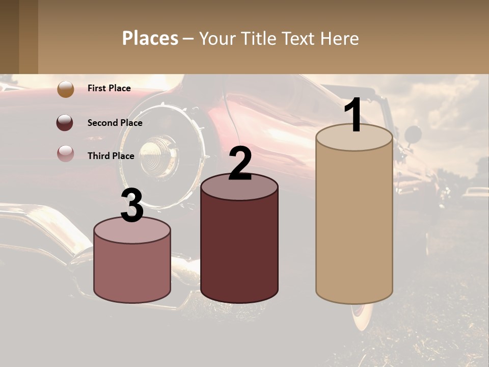 A Red Car Is Parked On The Grass PowerPoint Template