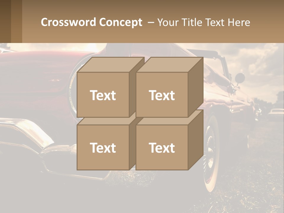 A Red Car Is Parked On The Grass PowerPoint Template