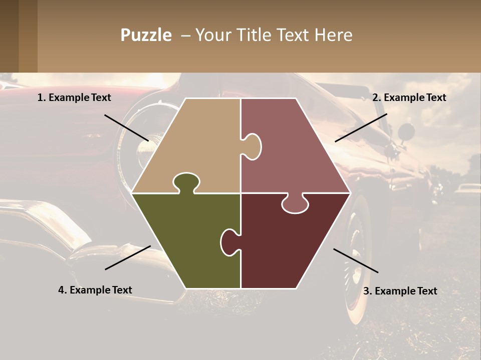 A Red Car Is Parked On The Grass PowerPoint Template