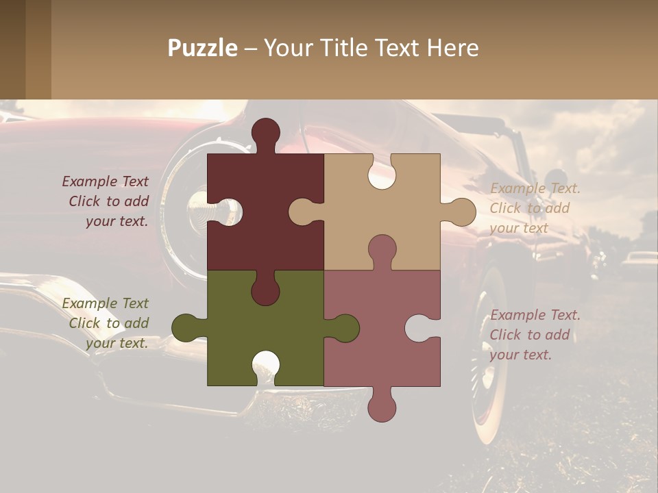 A Red Car Is Parked On The Grass PowerPoint Template