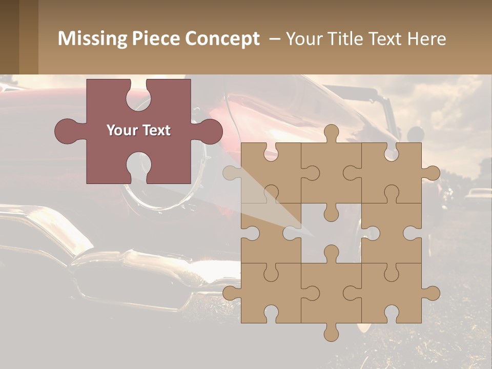 A Red Car Is Parked On The Grass PowerPoint Template