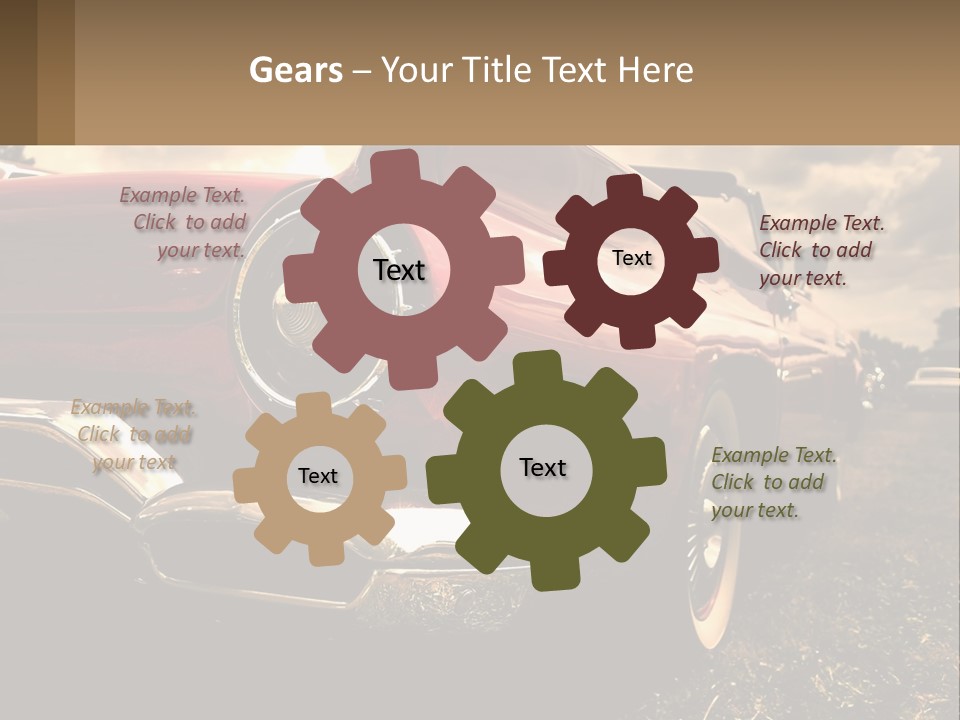 A Red Car Is Parked On The Grass PowerPoint Template